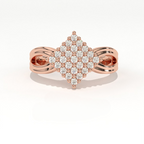 Aarinya Diamond Kite Cluster Ring, The Deco Diamond Grid Ring, Gold Rhombus Cluster Ring