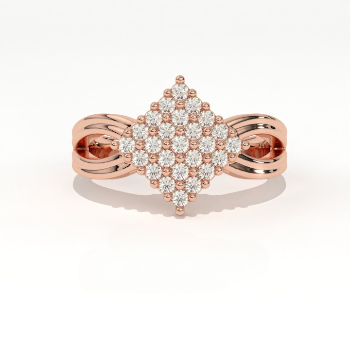 Aarinya Diamond Kite Cluster Ring, The Deco Diamond Grid Ring, Gold Rhombus Cluster Ring