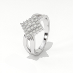 Aarinya Diamond Kite Cluster Ring, The Deco Diamond Grid Ring, Gold Rhombus Cluster Ring