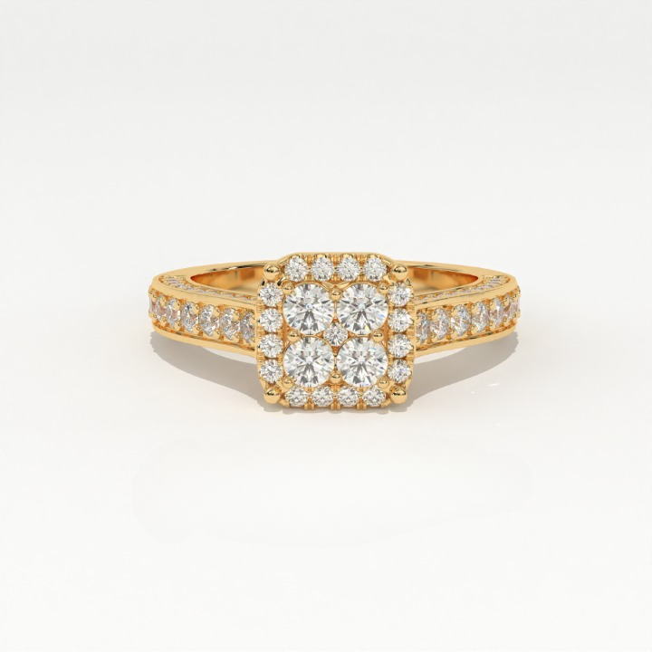 Aarinya Cluster Cathedral Lab-Grown Diamond Ring, The Regent Square Ring, The Empress Tiered Cathedral Cluster Ring
