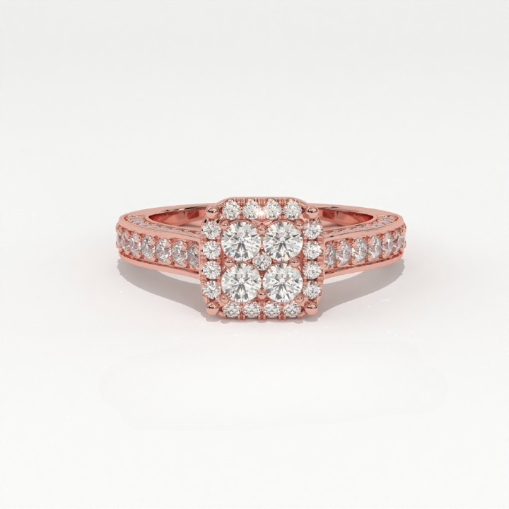 Aarinya Cluster Cathedral Lab-Grown Diamond Ring, The Regent Square Ring, The Empress Tiered Cathedral Cluster Ring