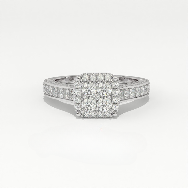 Aarinya Cluster Cathedral Lab-Grown Diamond Ring, The Regent Square Ring, The Empress Tiered Cathedral Cluster Ring