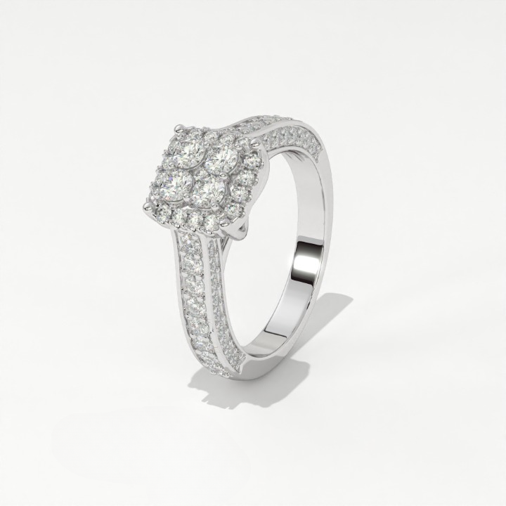 Aarinya Cluster Cathedral Lab-Grown Diamond Ring, The Regent Square Ring, The Empress Tiered Cathedral Cluster Ring