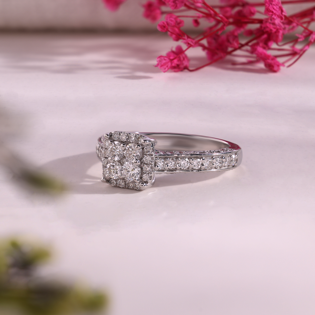 Aarinya Cluster Cathedral Lab-Grown Diamond Ring, The Regent Square Ring, The Empress Tiered Cathedral Cluster Ring