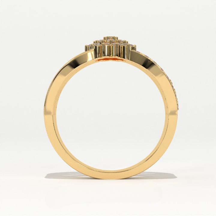 Aarinya Floral Cluster Triple-Bypass Diamond Ring, The Helix Asymmetric Floral Statement Ring, Gold Floral Cluster Ring