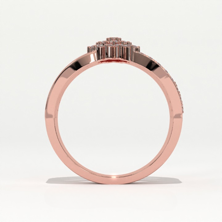 Aarinya Floral Cluster Triple-Bypass Diamond Ring, The Helix Asymmetric Floral Statement Ring, Gold Floral Cluster Ring