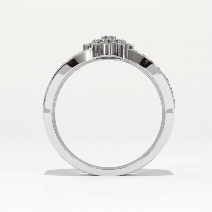 Aarinya Floral Cluster Triple-Bypass Diamond Ring, The Helix Asymmetric Floral Statement Ring, Gold Floral Cluster Ring