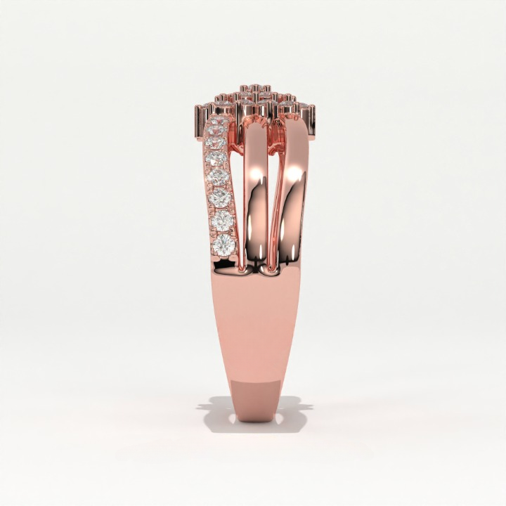 Aarinya Floral Cluster Triple-Bypass Diamond Ring, The Helix Asymmetric Floral Statement Ring, Gold Floral Cluster Ring