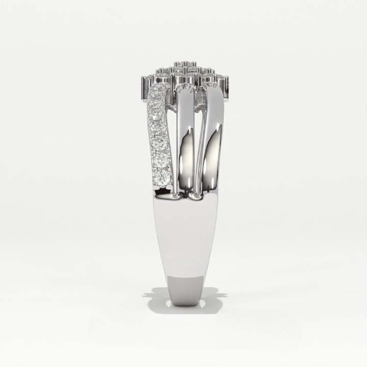 Aarinya Floral Cluster Triple-Bypass Diamond Ring, The Helix Asymmetric Floral Statement Ring, Gold Floral Cluster Ring