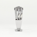 Aarinya Floral Cluster Triple-Bypass Diamond Ring, The Helix Asymmetric Floral Statement Ring, Gold Floral Cluster Ring