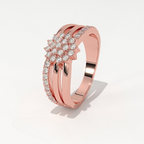Aarinya Floral Cluster Triple-Bypass Diamond Ring, The Helix Asymmetric Floral Statement Ring, Gold Floral Cluster Ring