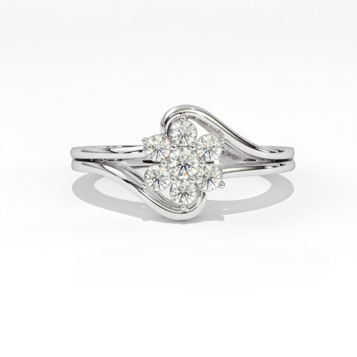 Aarinya Fiore Twist Cluster Ring, The Meadow Blossom Ring, Petite Floral Wave Silhouette Ring, Aarinya Sleek Wave Twist Diamond Ring