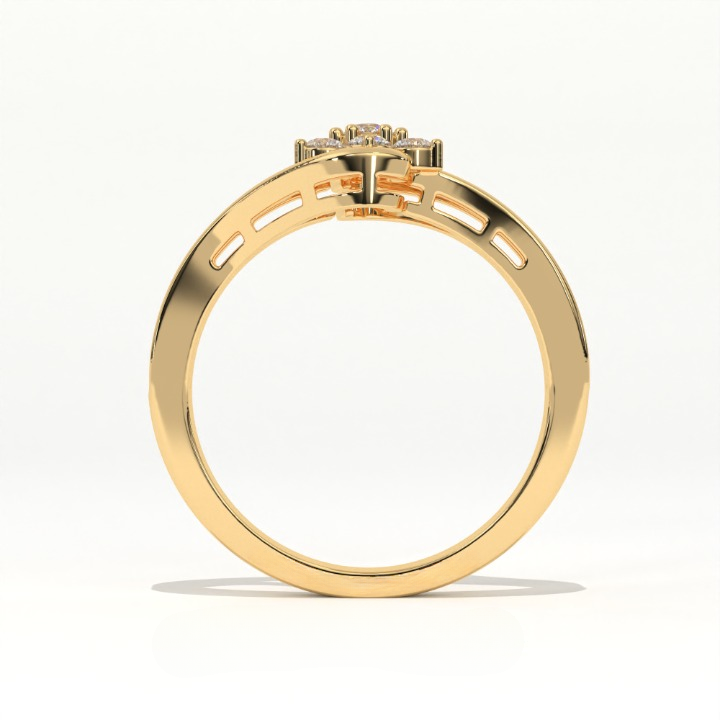 Aarinya Fiore Twist Cluster Ring, The Meadow Blossom Ring, Petite Floral Wave Silhouette Ring, Aarinya Sleek Wave Twist Diamond Ring