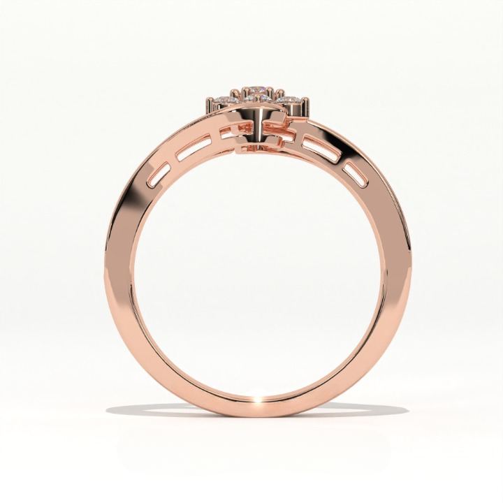 Aarinya Fiore Twist Cluster Ring, The Meadow Blossom Ring, Petite Floral Wave Silhouette Ring, Aarinya Sleek Wave Twist Diamond Ring