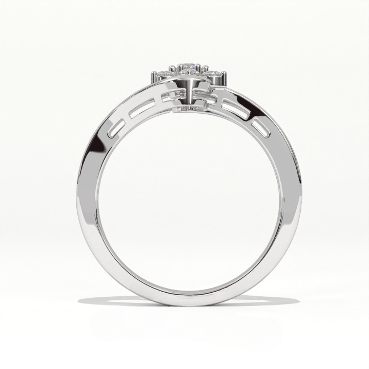 Aarinya Fiore Twist Cluster Ring, The Meadow Blossom Ring, Petite Floral Wave Silhouette Ring, Aarinya Sleek Wave Twist Diamond Ring