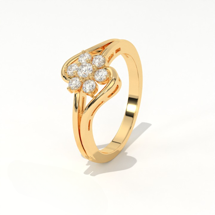 Aarinya Fiore Twist Cluster Ring, The Meadow Blossom Ring, Petite Floral Wave Silhouette Ring, Aarinya Sleek Wave Twist Diamond Ring