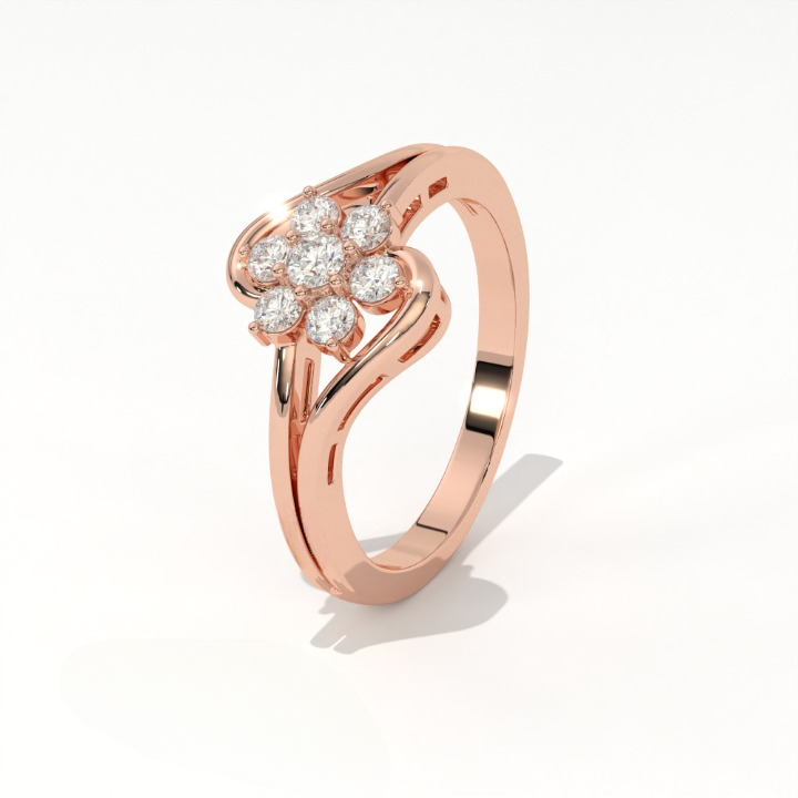 Aarinya Fiore Twist Cluster Ring, The Meadow Blossom Ring, Petite Floral Wave Silhouette Ring, Aarinya Sleek Wave Twist Diamond Ring