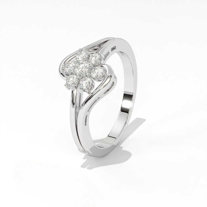 Aarinya Fiore Twist Cluster Ring, The Meadow Blossom Ring, Petite Floral Wave Silhouette Ring, Aarinya Sleek Wave Twist Diamond Ring