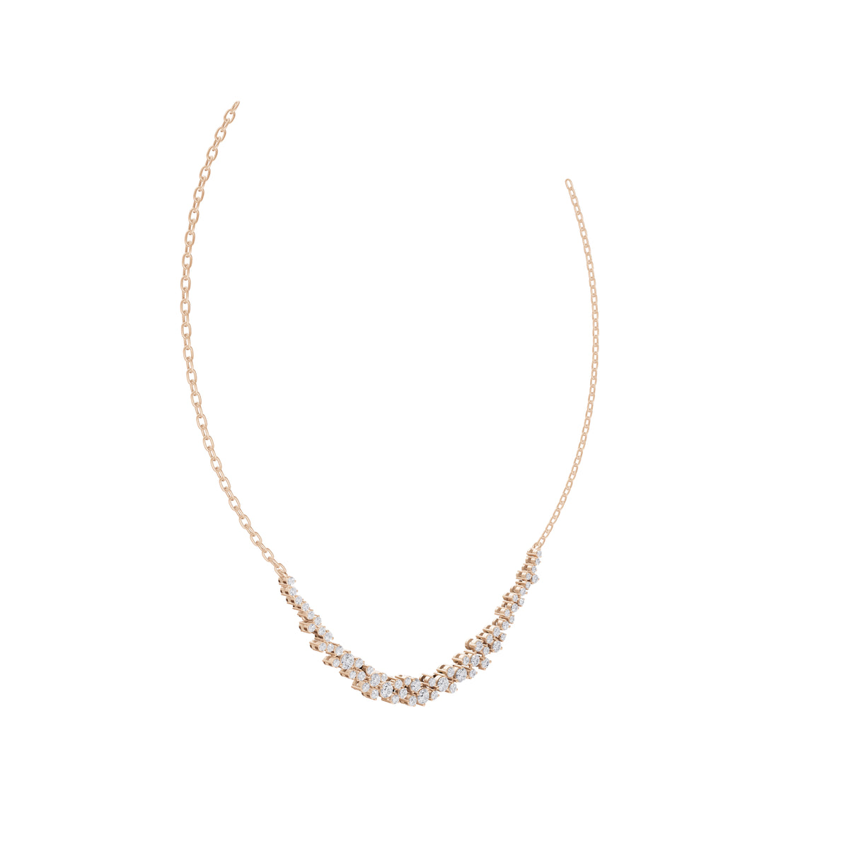 Aarinya Bubble Cluster Diamond Curve Necklace, The Starlight Cascade Diamond Necklace