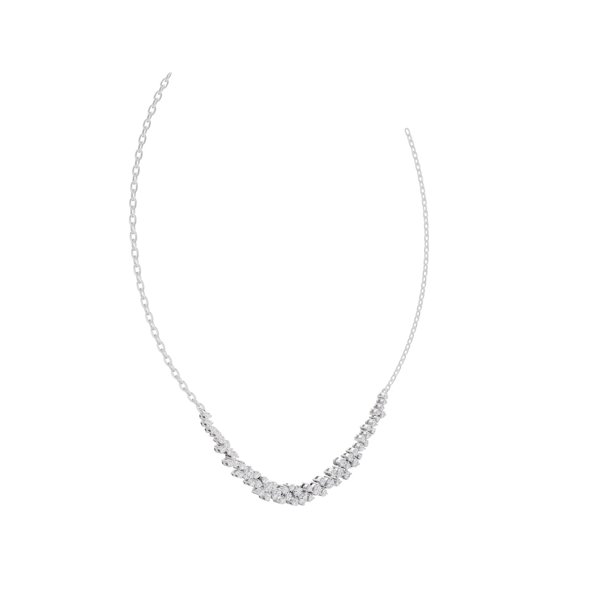 Aarinya Bubble Cluster Diamond Curve Necklace, The Starlight Cascade Diamond Necklace