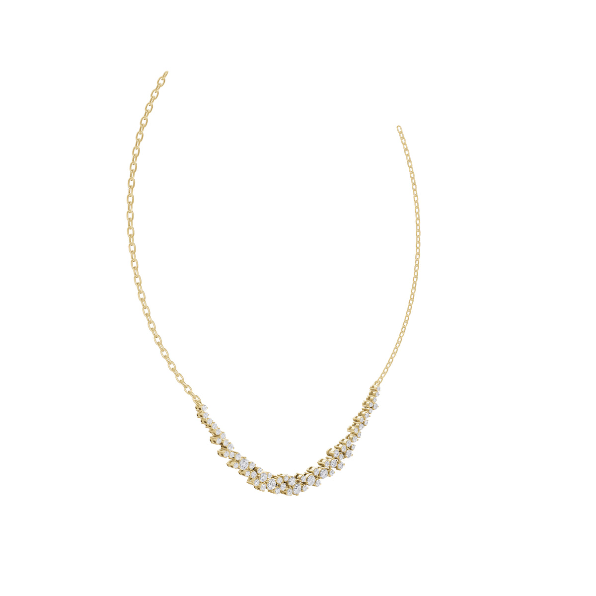 Aarinya Bubble Cluster Diamond Curve Necklace, The Starlight Cascade Diamond Necklace