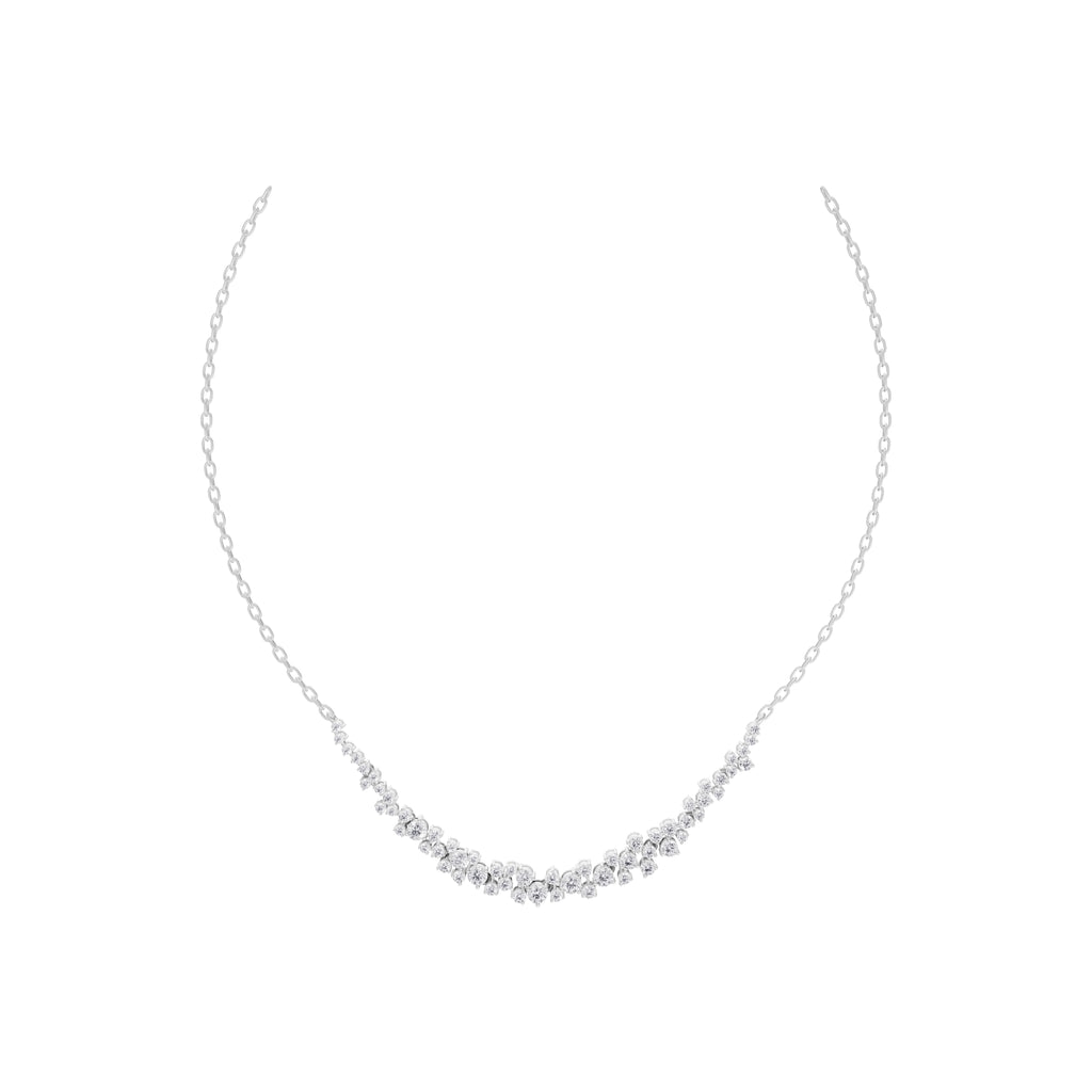 Aarinya Bubble Cluster Diamond Curve Necklace, The Starlight Cascade Diamond Necklace