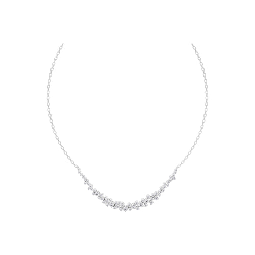 Aarinya Bubble Cluster Diamond Curve Necklace, The Starlight Cascade Diamond Necklace
