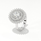 Aarinya Diamond Vintage Double-Halo Cocktail Ring, The Vantage Empress Oval Double Halo Statement Ring