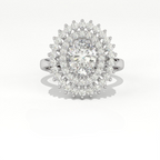 Aarinya Diamond Vintage Double-Halo Cocktail Ring, The Vantage Empress Oval Double Halo Statement Ring