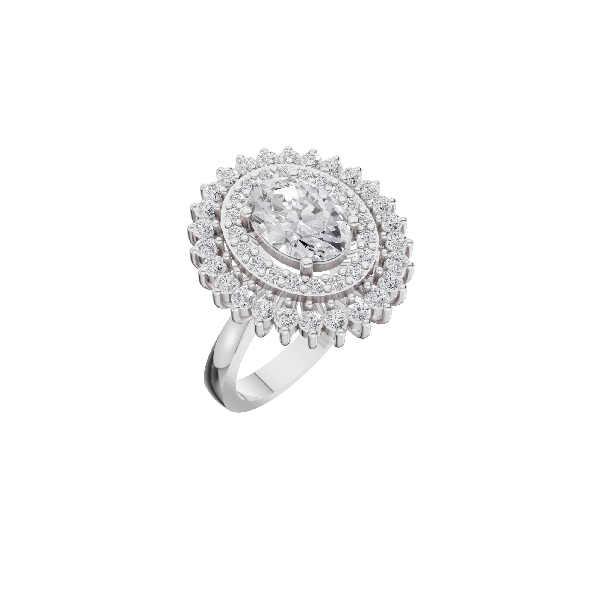 Aarinya Diamond Vintage Double-Halo Cocktail Ring, The Vantage Empress Oval Double Halo Statement Ring