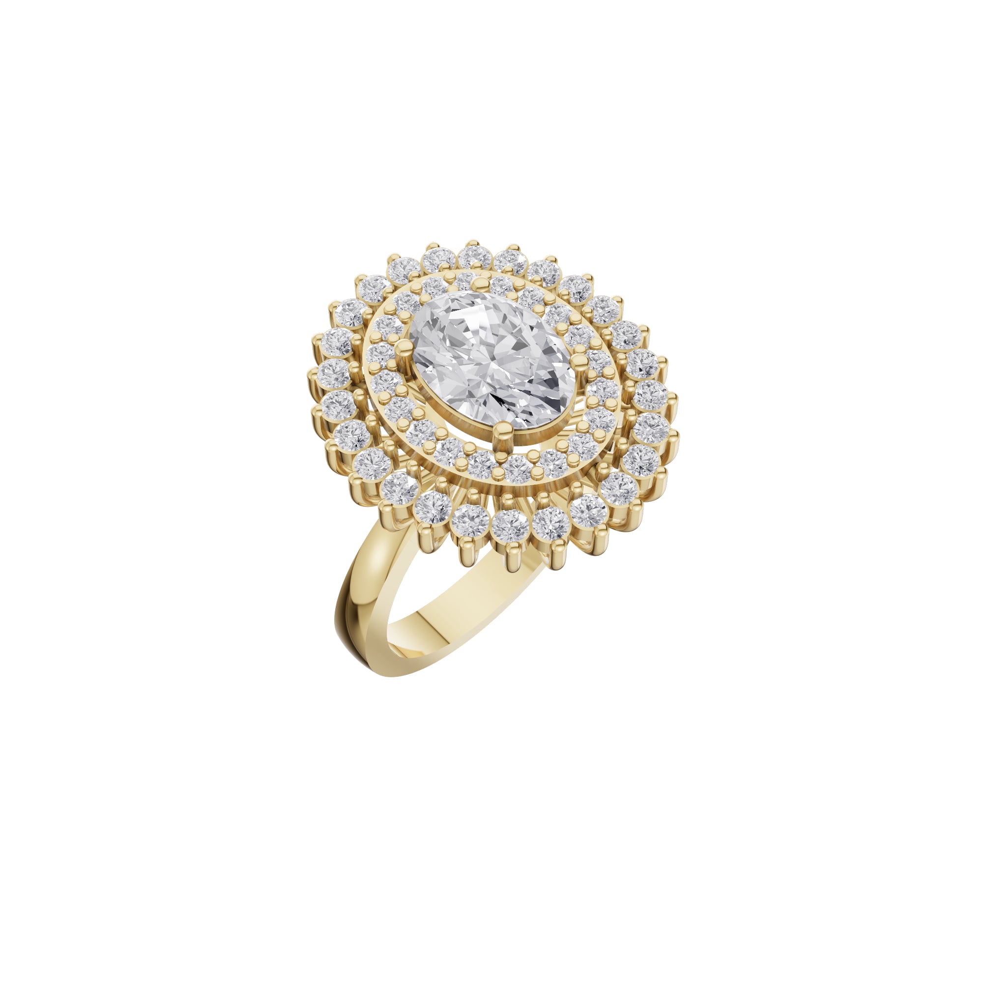 Aarinya Diamond Vintage Double-Halo Cocktail Ring, The Vantage Empress Oval Double Halo Statement Ring