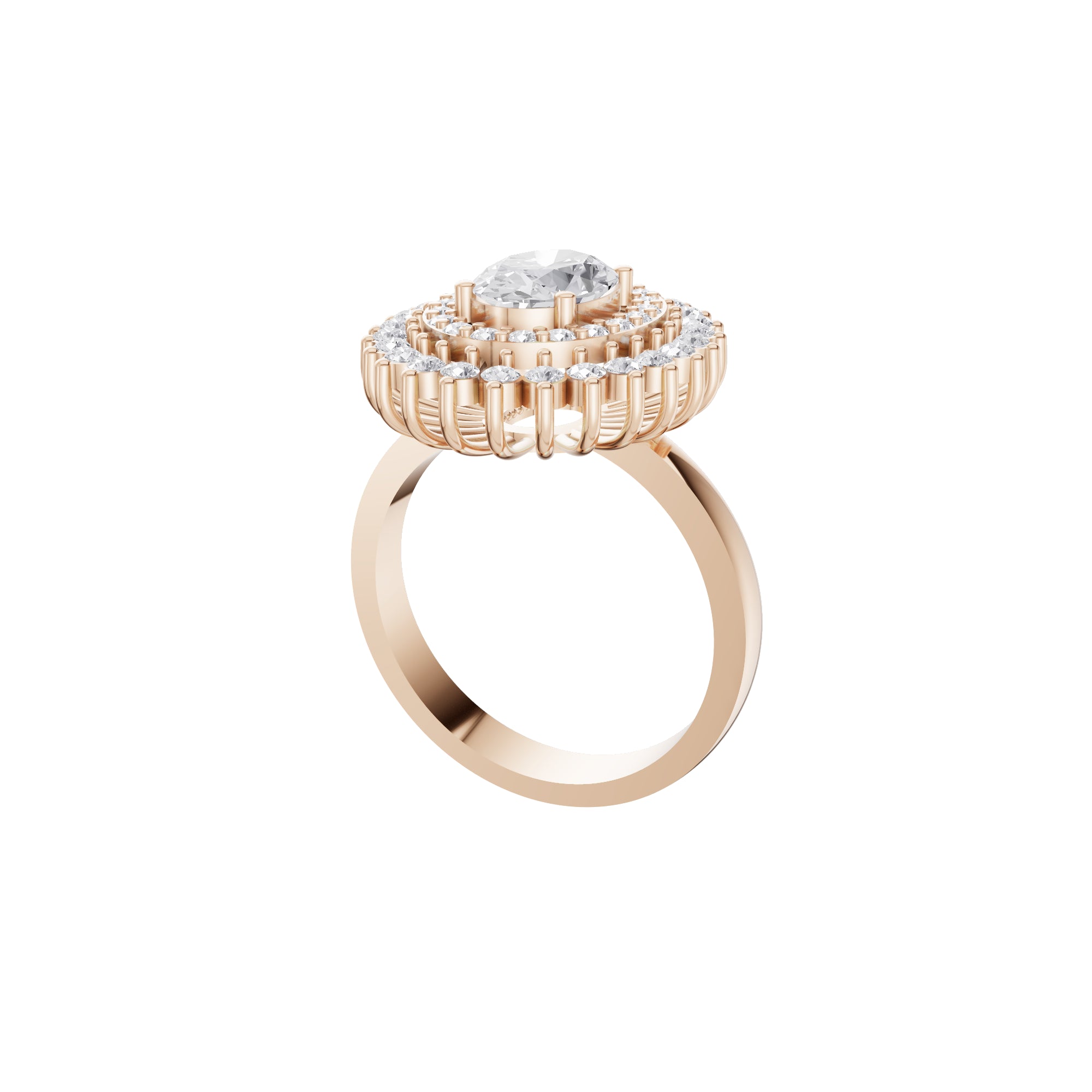 Aarinya Diamond Vintage Double-Halo Cocktail Ring, The Vantage Empress Oval Double Halo Statement Ring