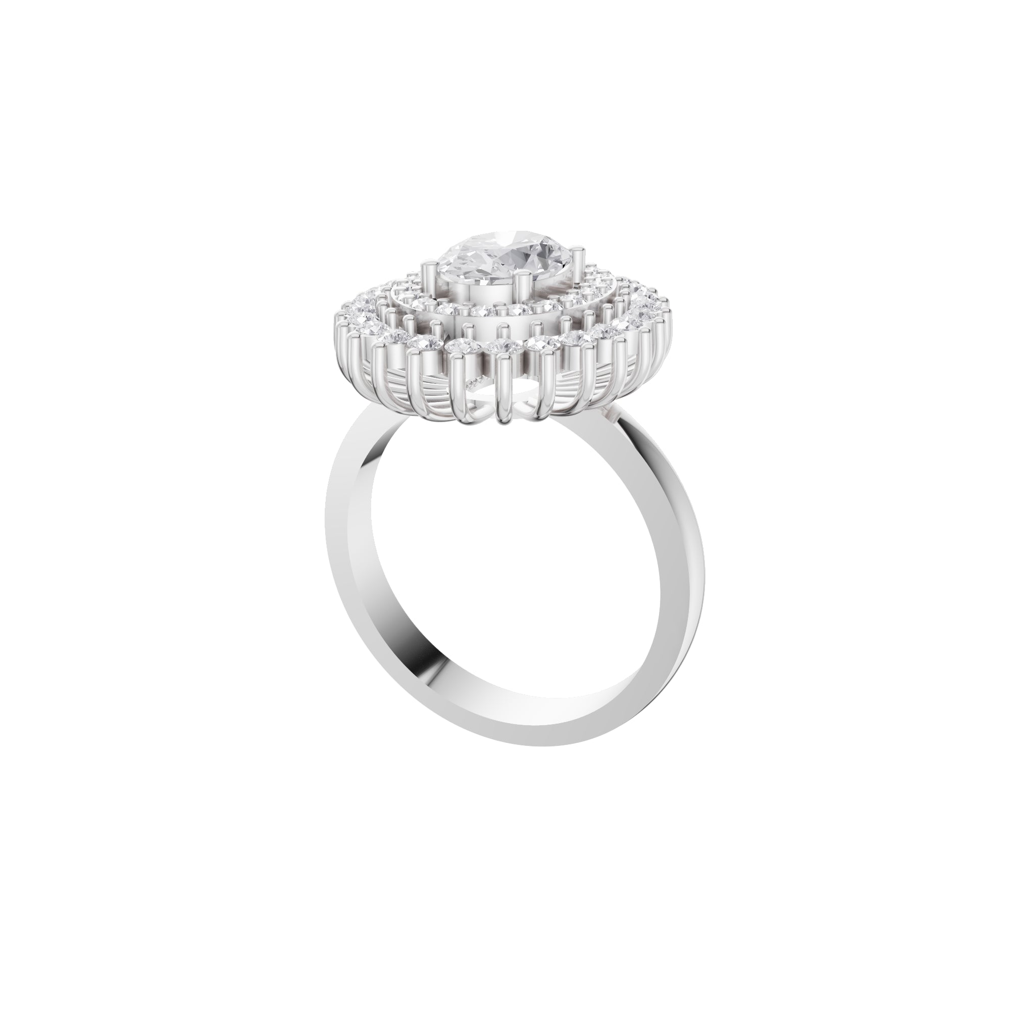 Aarinya Diamond Vintage Double-Halo Cocktail Ring, The Vantage Empress Oval Double Halo Statement Ring