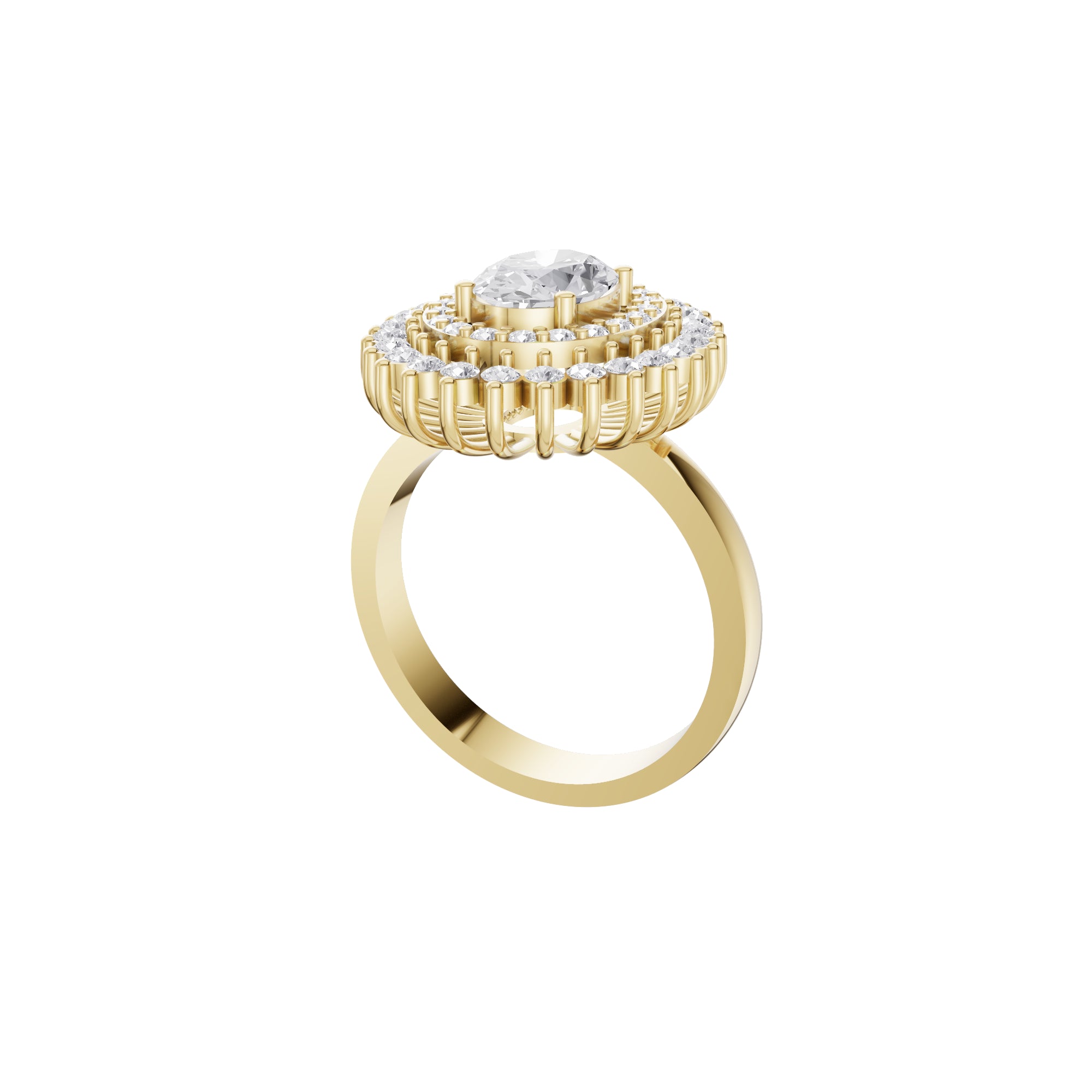Aarinya Diamond Vintage Double-Halo Cocktail Ring, The Vantage Empress Oval Double Halo Statement Ring
