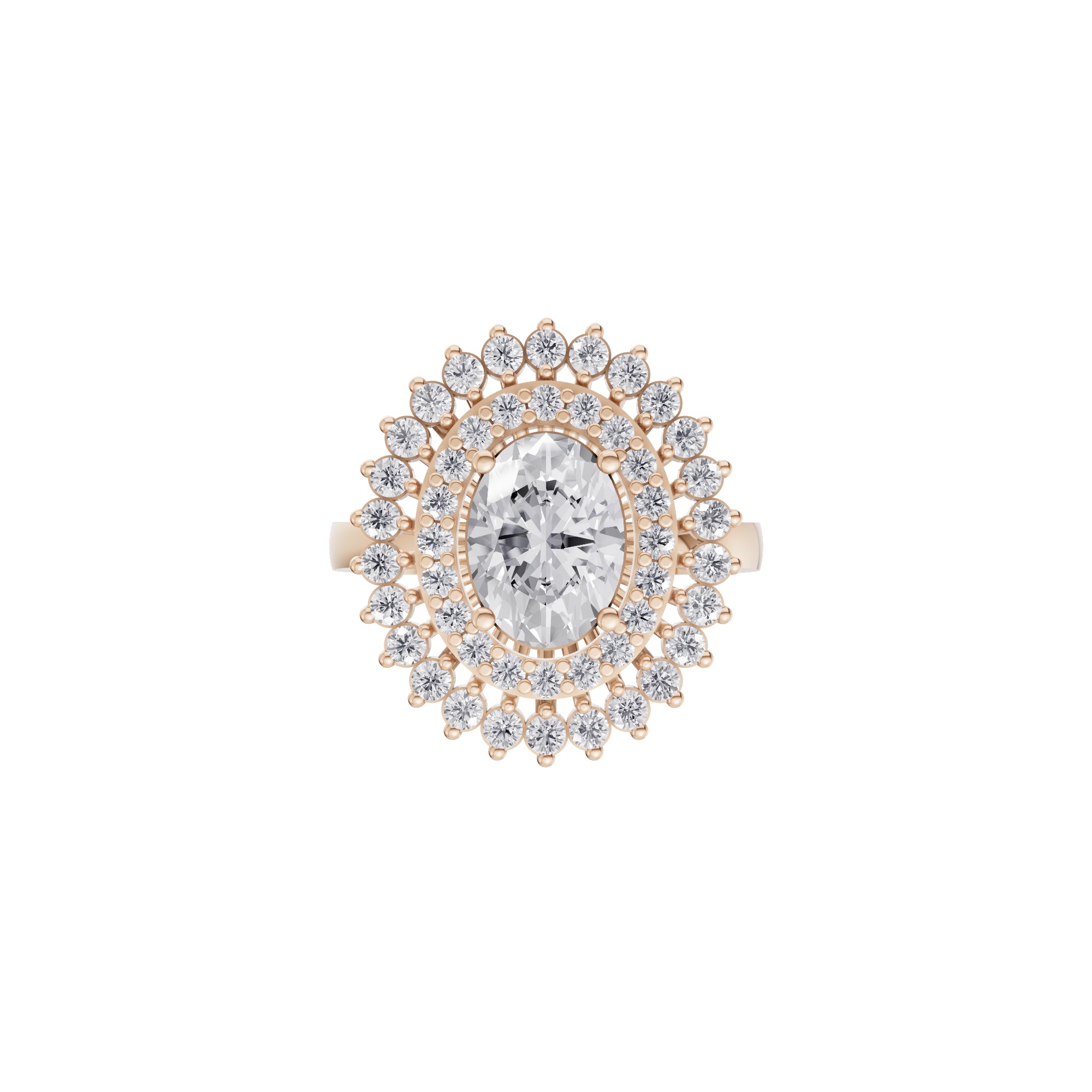 Aarinya Diamond Vintage Double-Halo Cocktail Ring, The Vantage Empress Oval Double Halo Statement Ring
