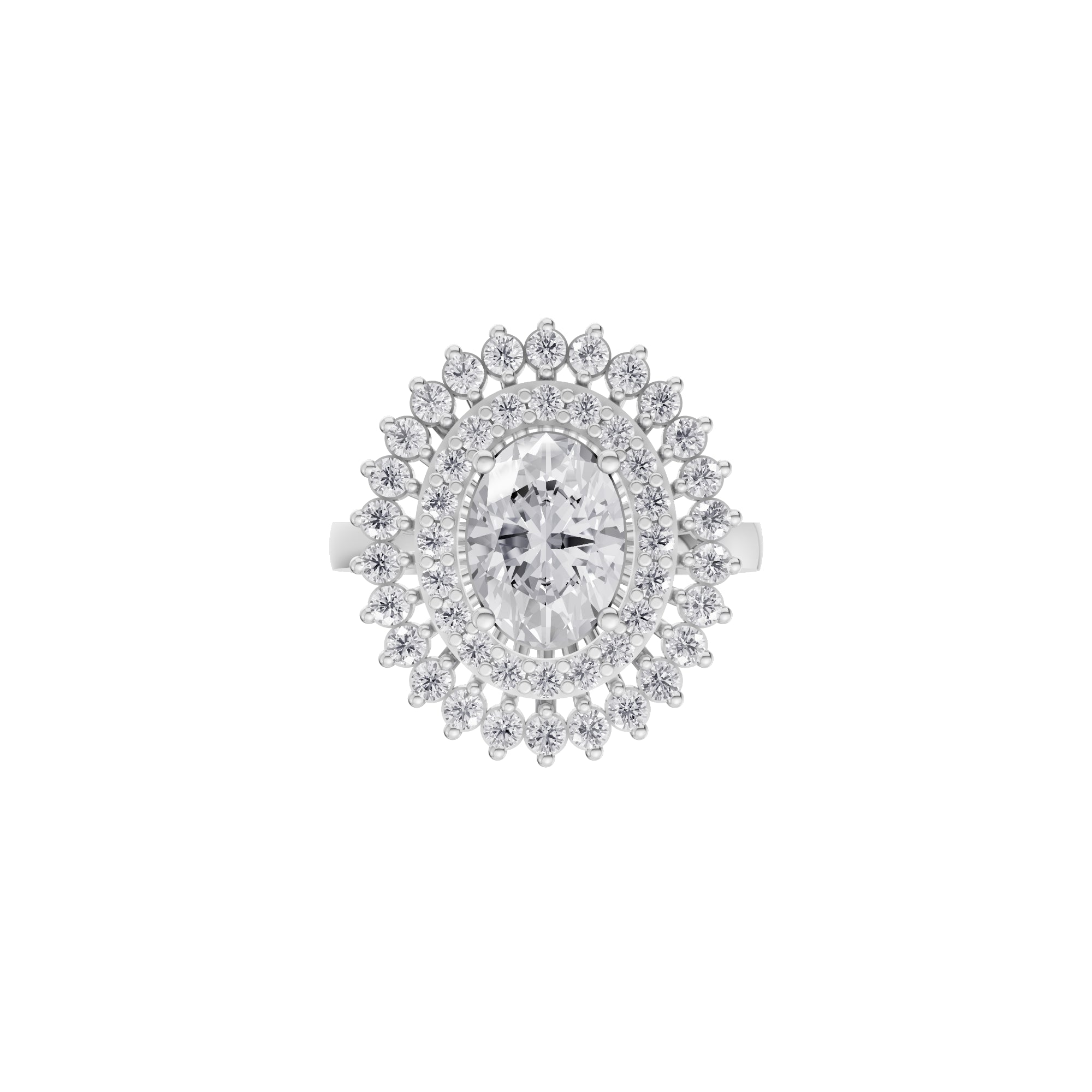 Aarinya Diamond Vintage Double-Halo Cocktail Ring, The Vantage Empress Oval Double Halo Statement Ring