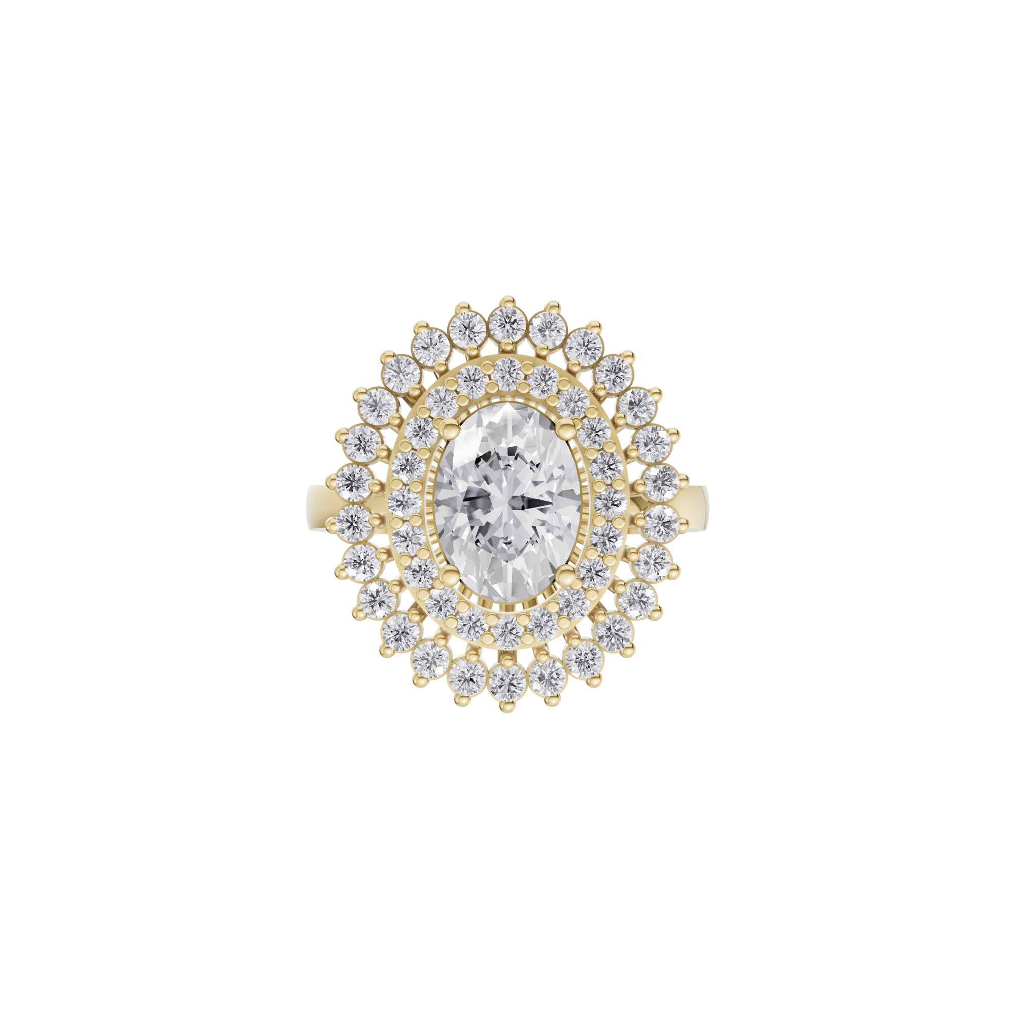 Aarinya Diamond Vintage Double-Halo Cocktail Ring, The Vantage Empress Oval Double Halo Statement Ring
