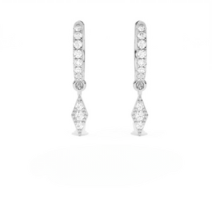 Aarinya Prism Diamond Huggie Dangles, Daily Wear Luxury, Dainty Kite Shaped Dangle Hoop Earrings, Graduation or Promotion Gift