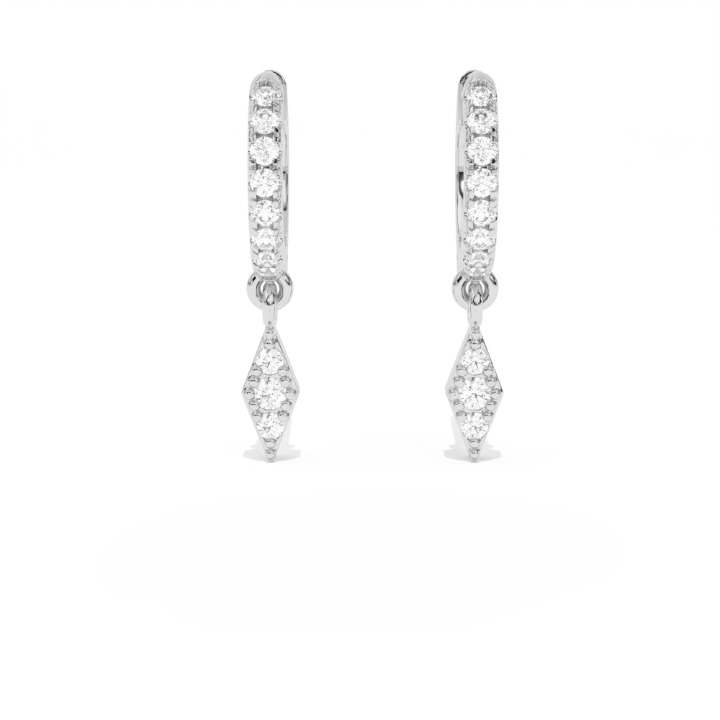 Aarinya Prism Diamond Huggie Dangles, Daily Wear Luxury, Dainty Kite Shaped Dangle Hoop Earrings, Graduation or Promotion Gift