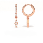 Aarinya Prism Diamond Huggie Dangles, Daily Wear Luxury, Dainty Kite Shaped Dangle Hoop Earrings, Graduation or Promotion Gift