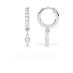 Aarinya Prism Diamond Huggie Dangles, Daily Wear Luxury, Dainty Kite Shaped Dangle Hoop Earrings, Graduation or Promotion Gift