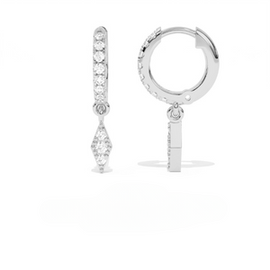 Aarinya Prism Diamond Huggie Dangles, Daily Wear Luxury, Dainty Kite Shaped Dangle Hoop Earrings, Graduation or Promotion Gift