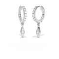 Aarinya Prism Diamond Huggie Dangles, Daily Wear Luxury, Dainty Kite Shaped Dangle Hoop Earrings, Graduation or Promotion Gift