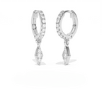Aarinya Prism Diamond Huggie Dangles, Daily Wear Luxury, Dainty Kite Shaped Dangle Hoop Earrings, Graduation or Promotion Gift
