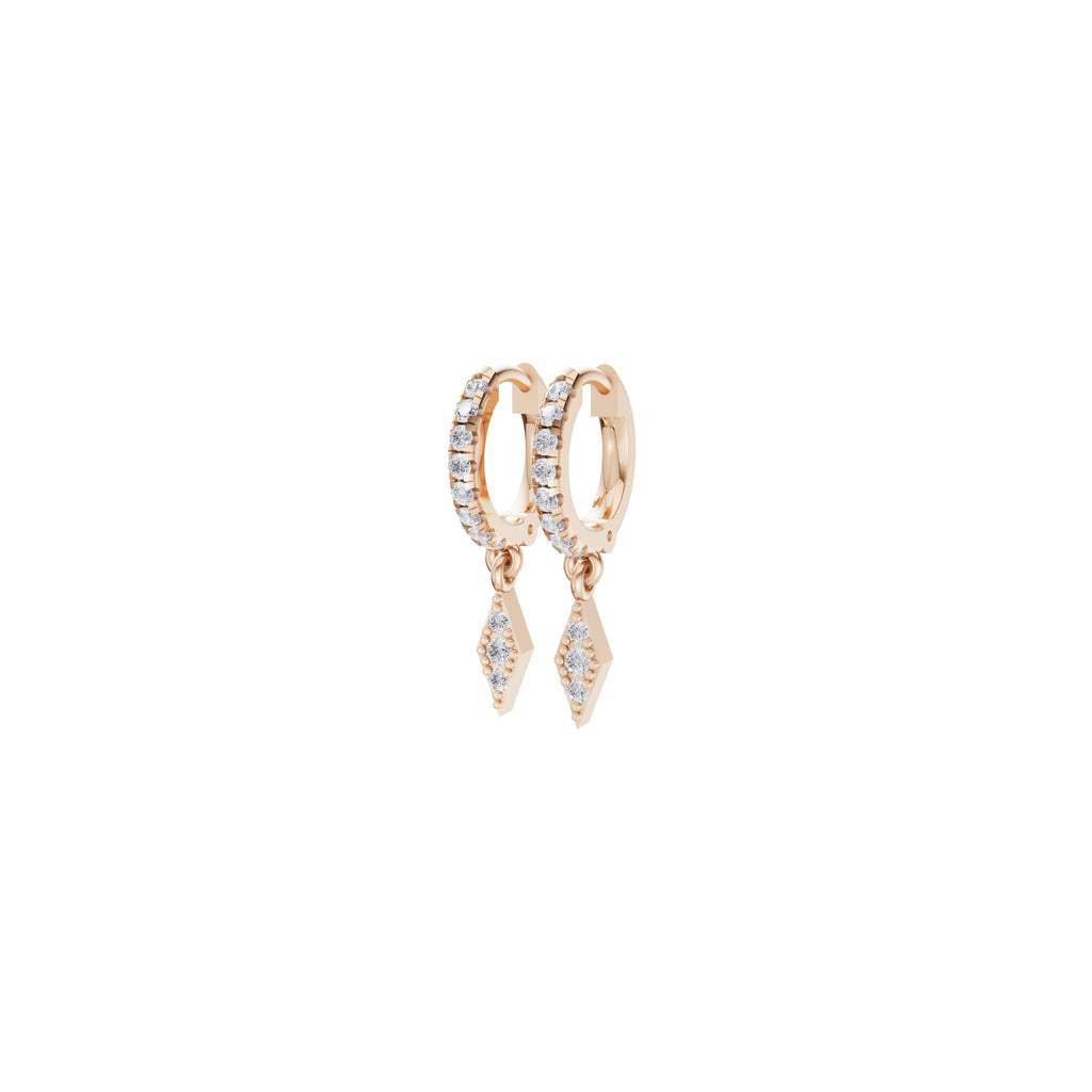 Aarinya Prism Diamond Huggie Dangles, Daily Wear Luxury, Dainty Kite Shaped Dangle Hoop Earrings, Graduation or Promotion Gift