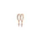 Aarinya Prism Diamond Huggie Dangles, Daily Wear Luxury, Dainty Kite Shaped Dangle Hoop Earrings, Graduation or Promotion Gift