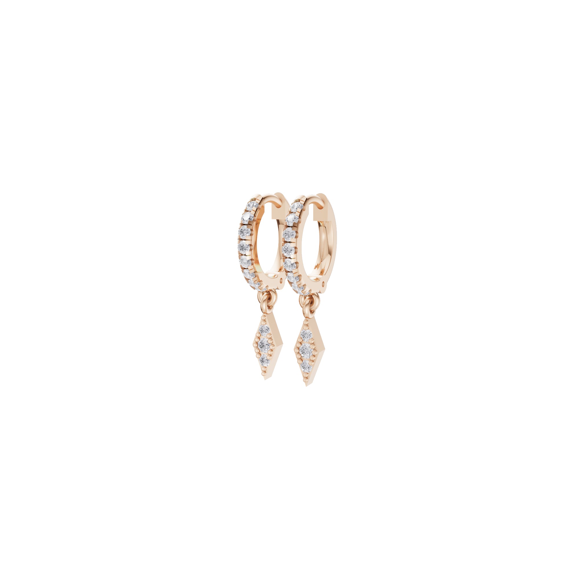 Aarinya Prism Diamond Huggie Dangles, Daily Wear Luxury, Dainty Kite Shaped Dangle Hoop Earrings, Graduation or Promotion Gift