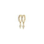 Aarinya Prism Diamond Huggie Dangles, Daily Wear Luxury, Dainty Kite Shaped Dangle Hoop Earrings, Graduation or Promotion Gift