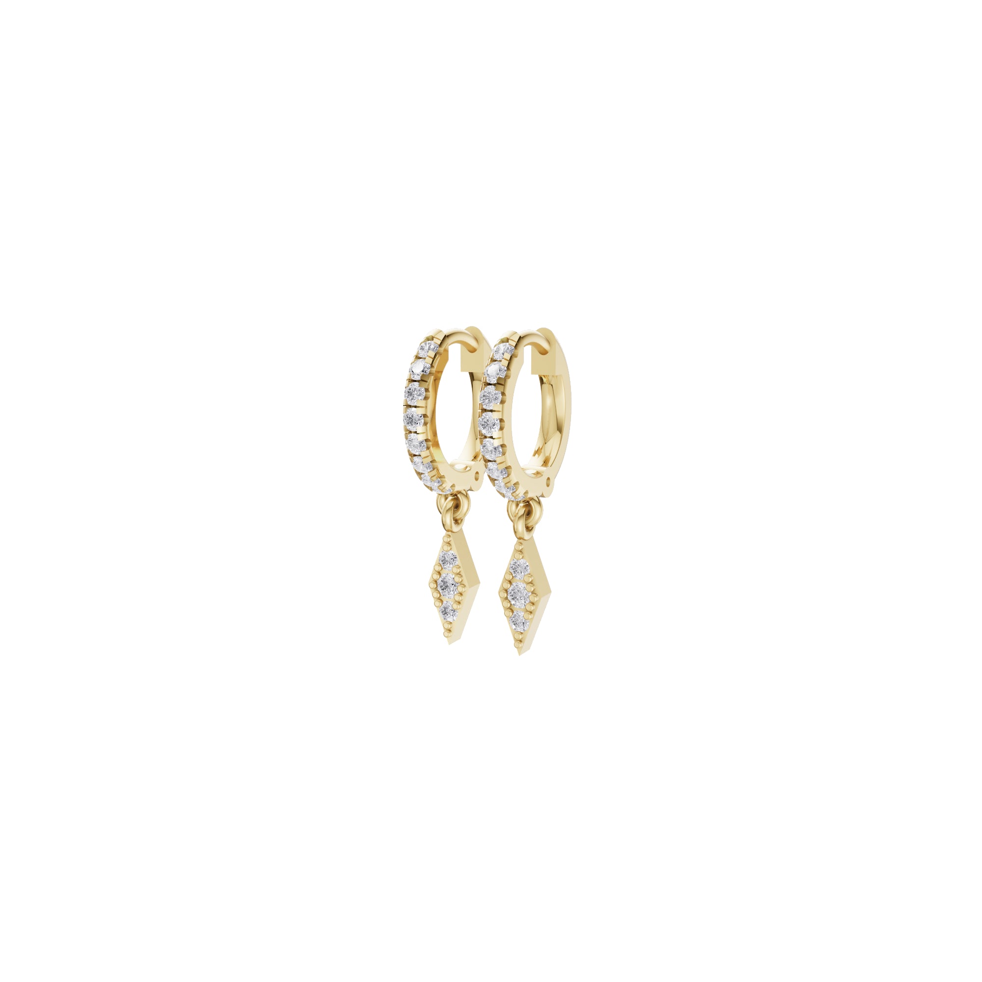 Aarinya Prism Diamond Huggie Dangles, Daily Wear Luxury, Dainty Kite Shaped Dangle Hoop Earrings, Graduation or Promotion Gift