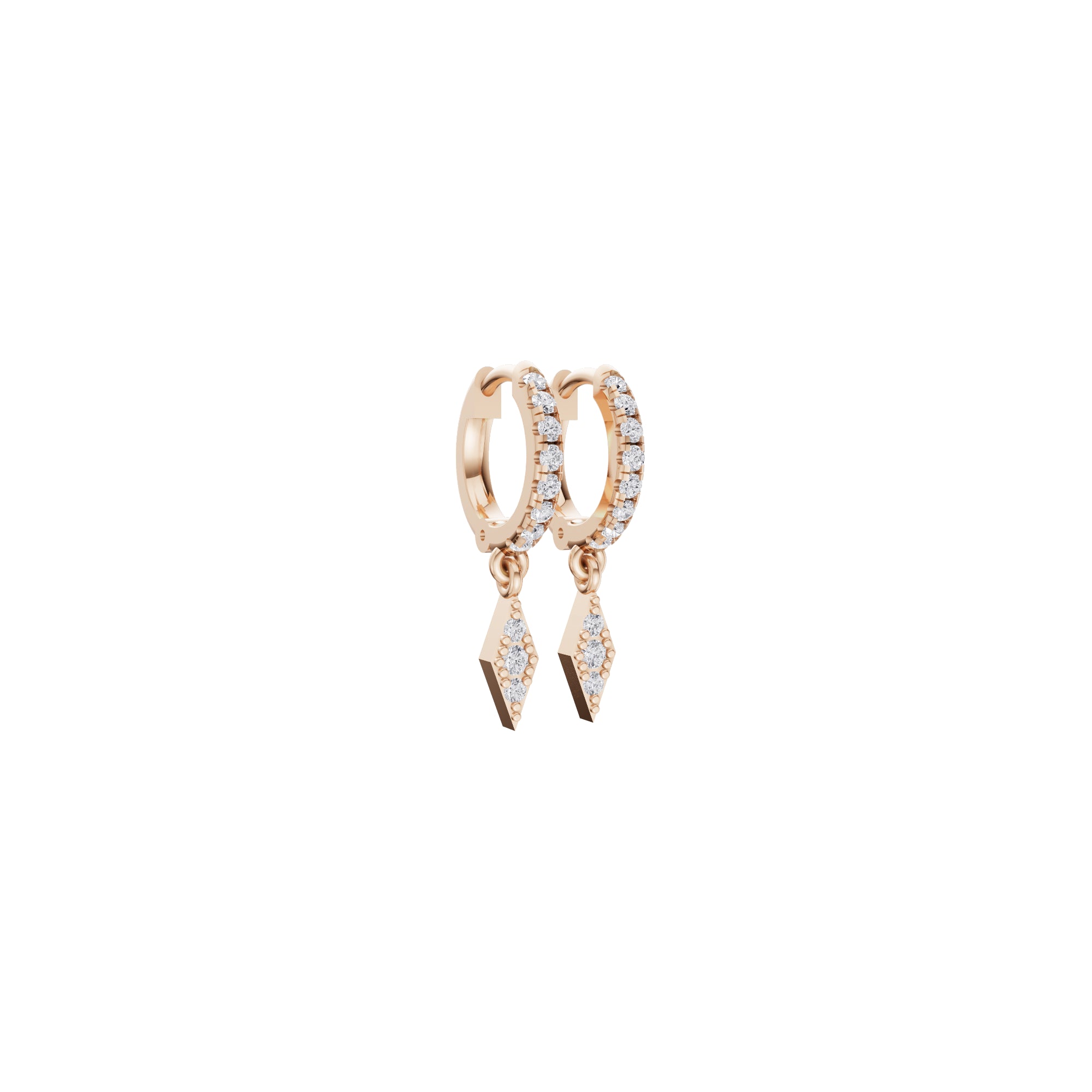 Aarinya Prism Diamond Huggie Dangles, Daily Wear Luxury, Dainty Kite Shaped Dangle Hoop Earrings, Graduation or Promotion Gift